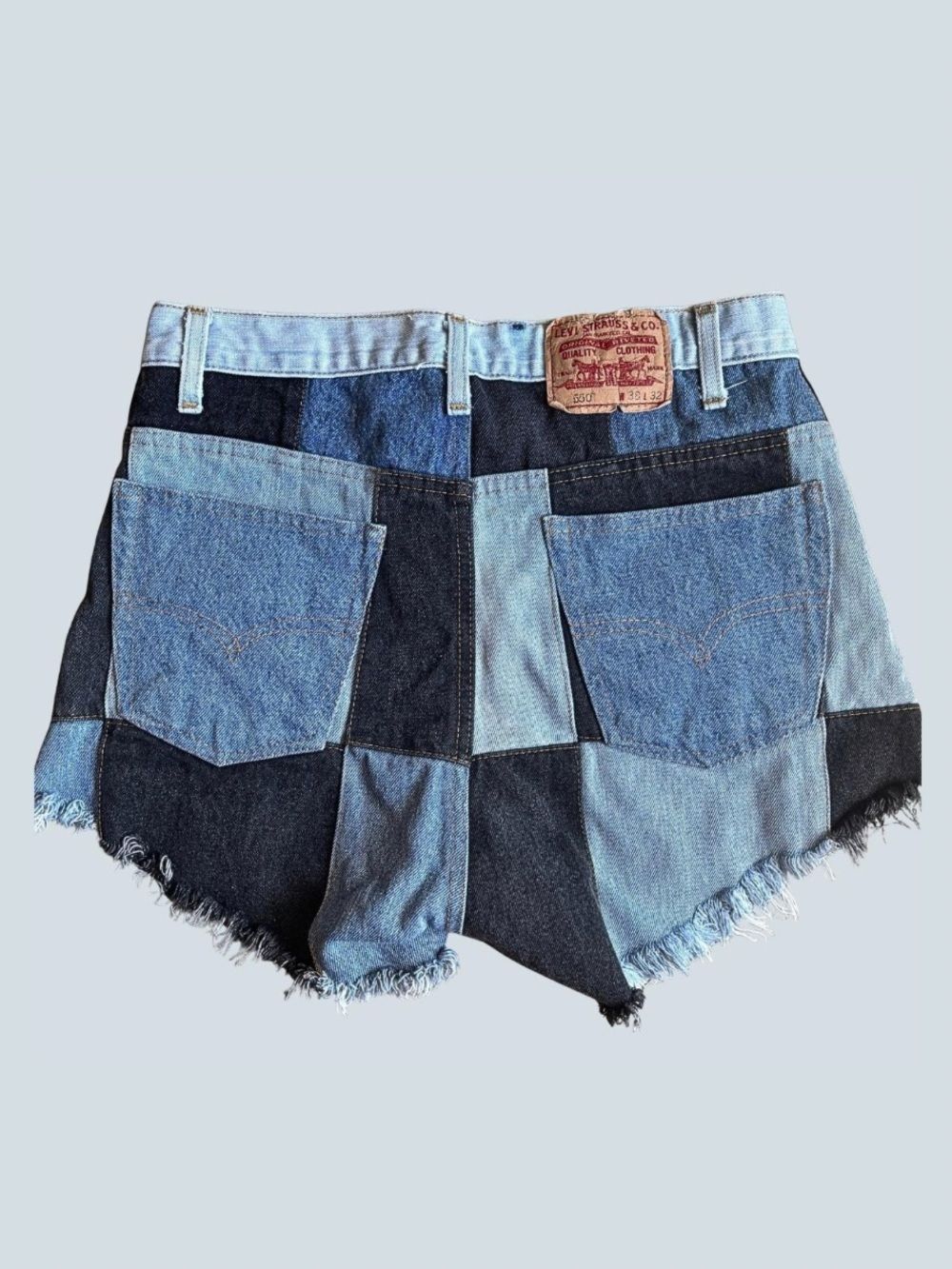 Levi 550’s Multi-Denim Patchwork Jean Shorts (Women's L)